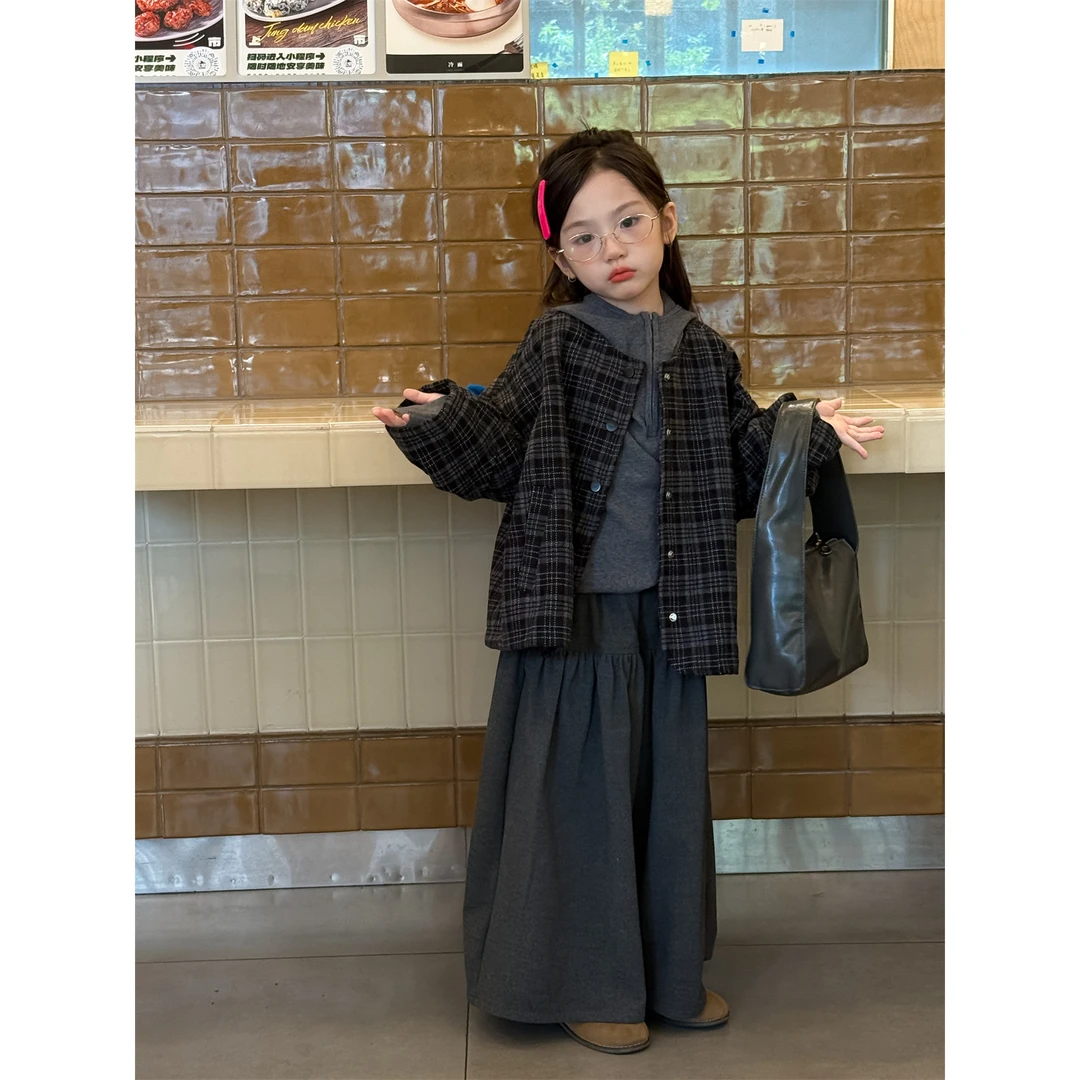 精选-91317-TBB童装女童外套2025秋季新款韩版格子外套女童百搭