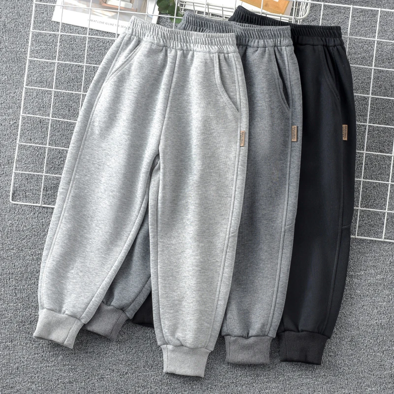 华棉一体加绒儿童休闲裤子秋冬款外穿运动裤男女童加厚棉卫裤