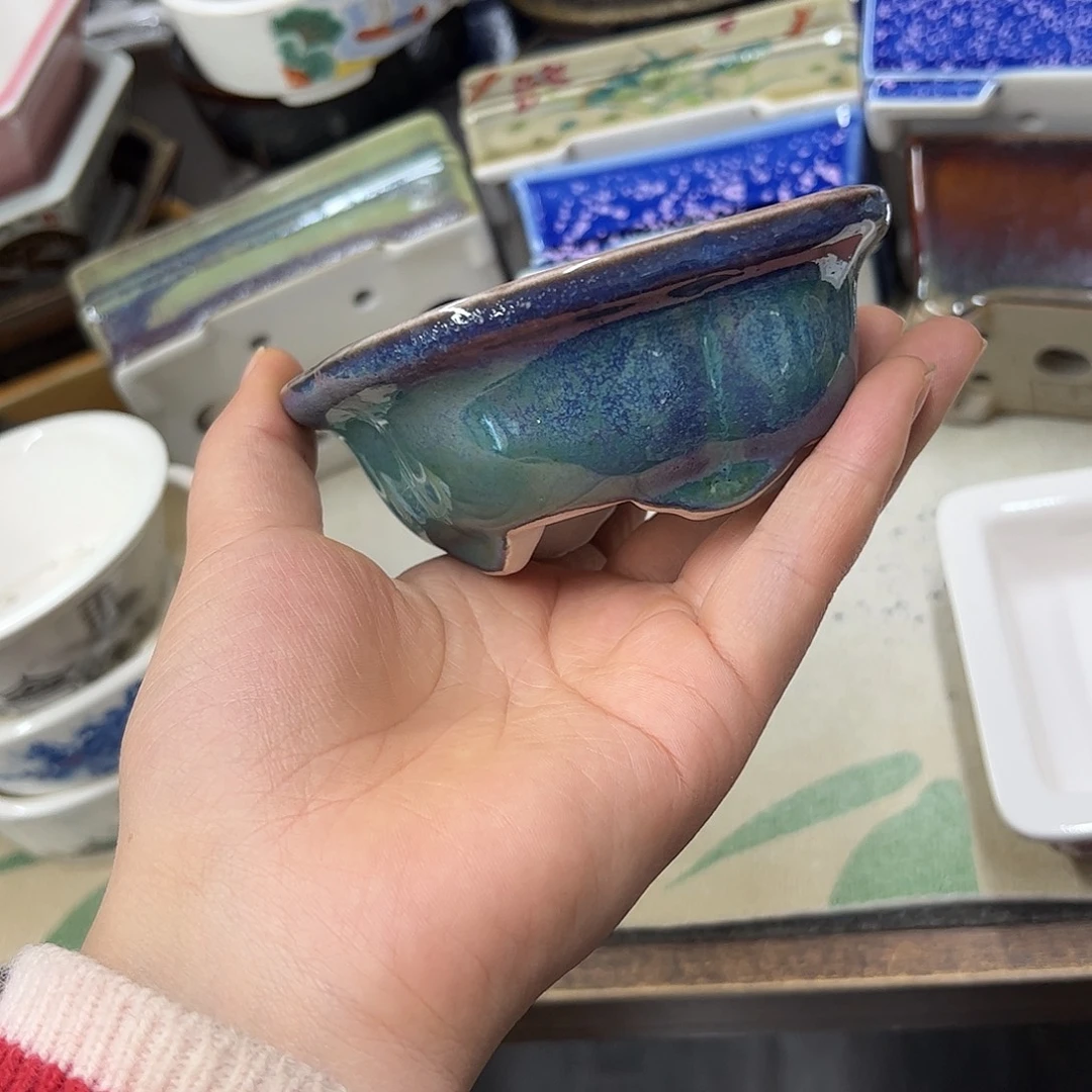 紫砂花盆760号瑕疵10/8/4cm窑变