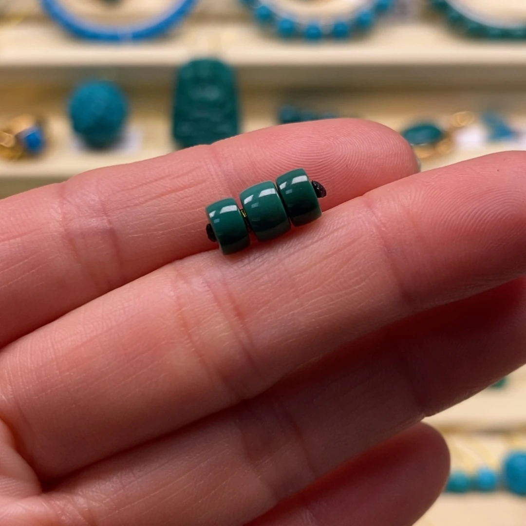 绿松石珠宝奇石未镶嵌直径6×5.8直切套装