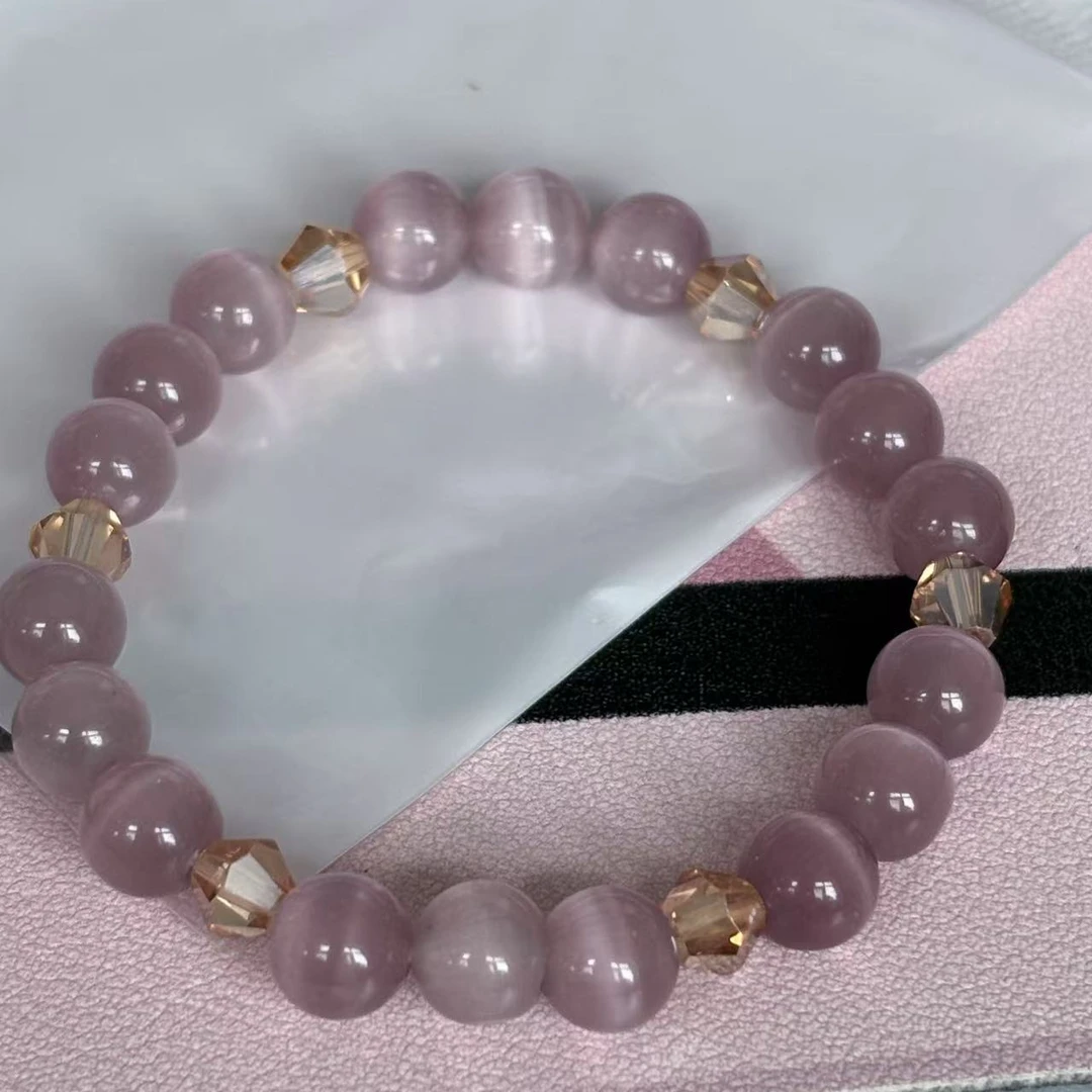 非金属仿水晶手链 粉色千金手链