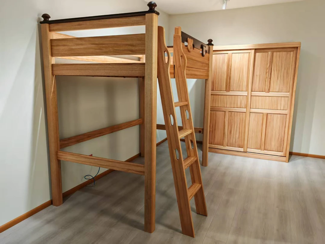 红檀木 高架床 实木床子母床储藏高低床多功能双层床拆装