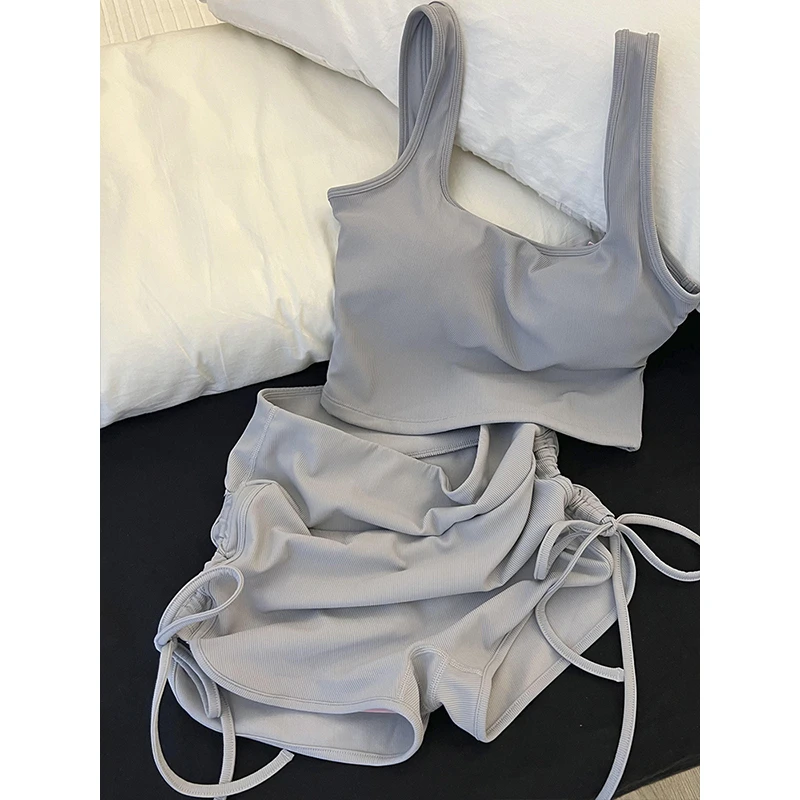 【简约纯色】日系休闲睡衣女夏季新款亲肤舒适吊带短裤家居服可外穿