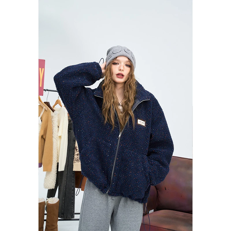 【云c专属】妖精的口袋2024春季新款百搭棉衣外套彩点毛绒