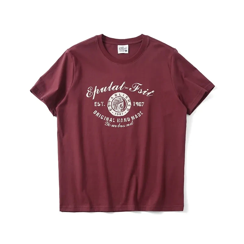 外贸男装 复古印第安人男士全棉印花短袖T恤男纯棉T恤男 美式休闲