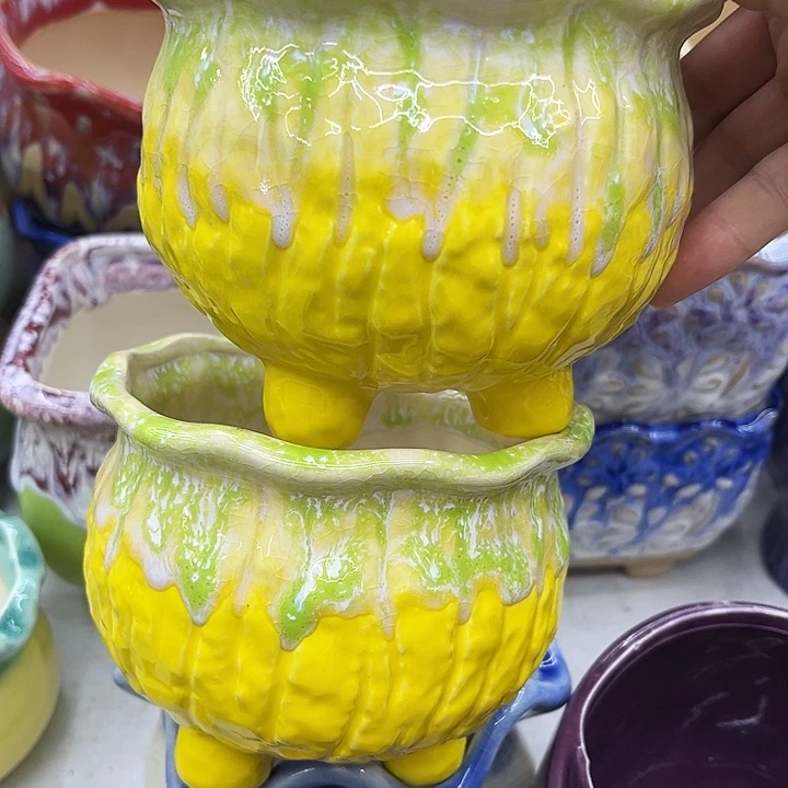 多肉绿植陶瓷花盆9.9包邮，有孔