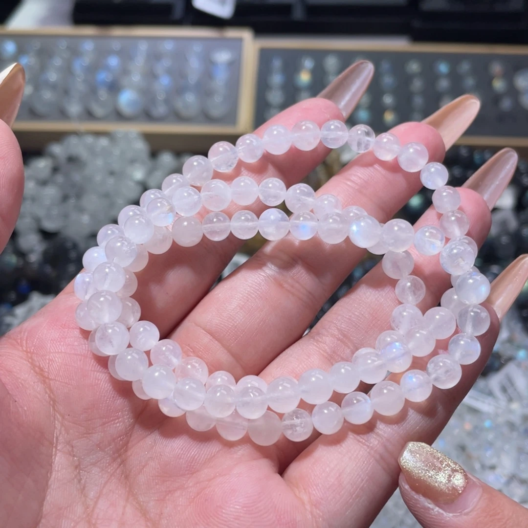 长石手链未镶嵌蓝月光手链多圈6.3mm