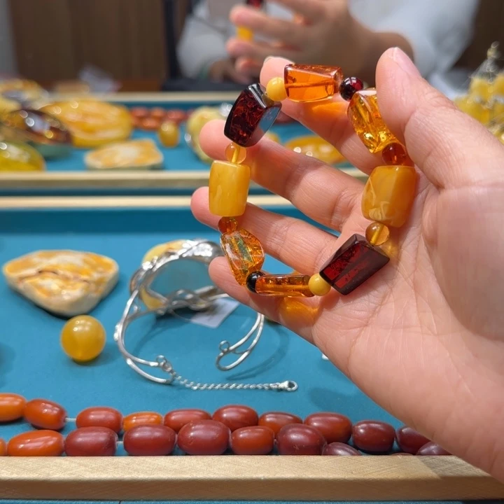 琥珀未镶嵌手链波兰设计款琥珀蜜蜡