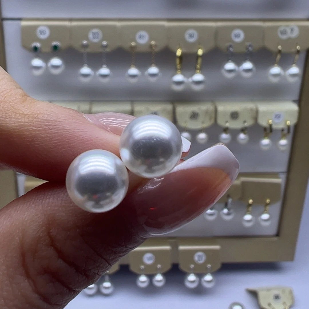 银S925镶嵌淡水珍珠耳饰