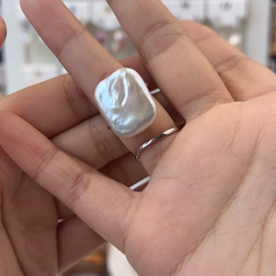 淡水珍珠戒指银S925镶嵌