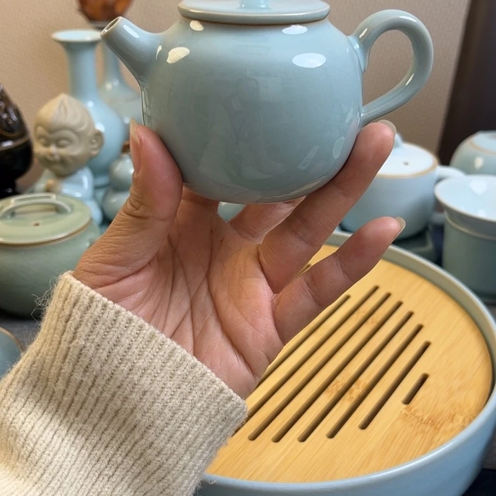 汝瓷天青苹果壶一级全品