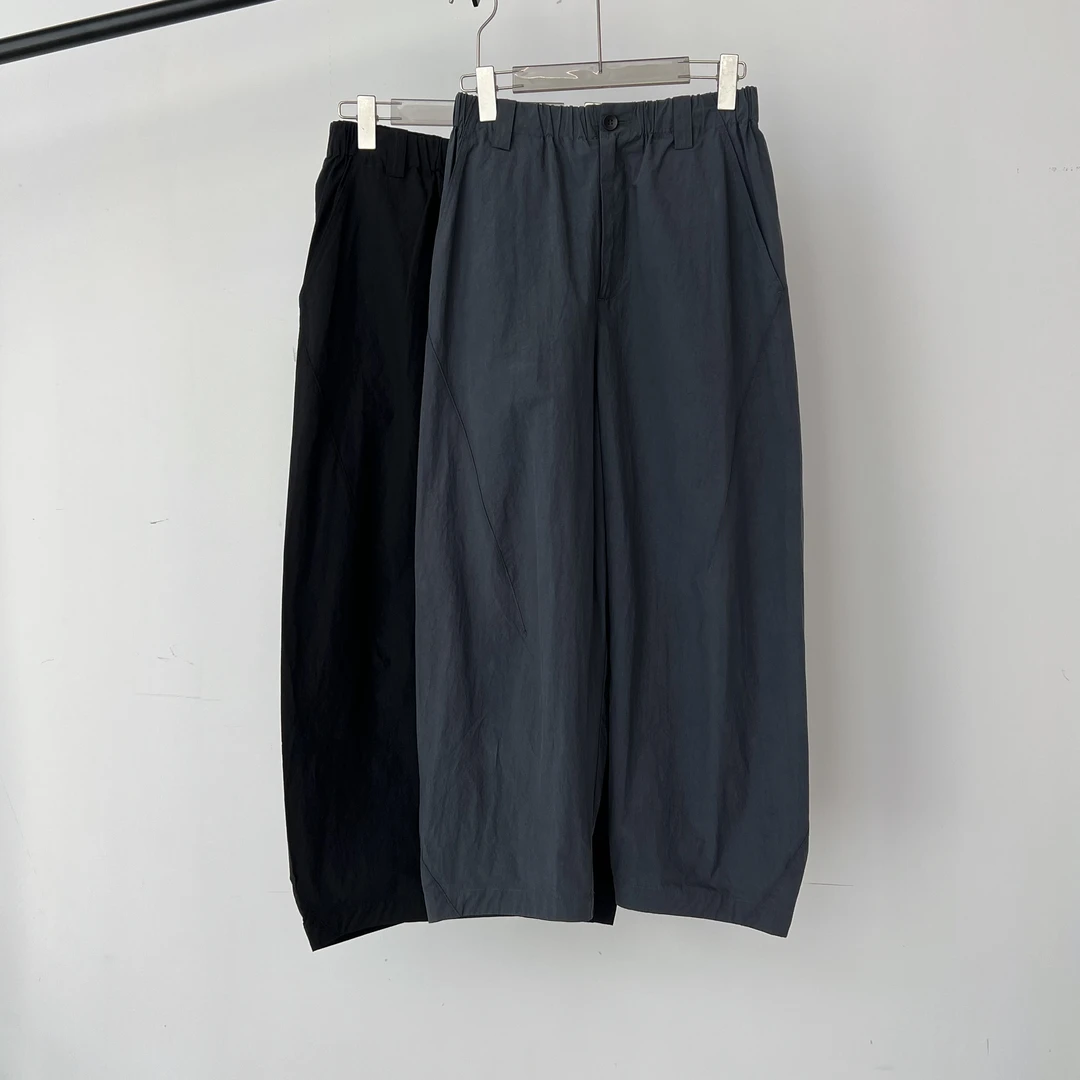 高支高密纸感棉香蕉裤