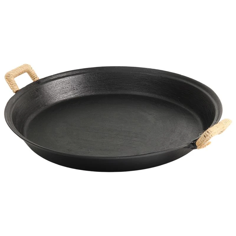 无涂层生铁铸铁煎锅传统老式双耳平底不粘大煎锅燃气灶适用