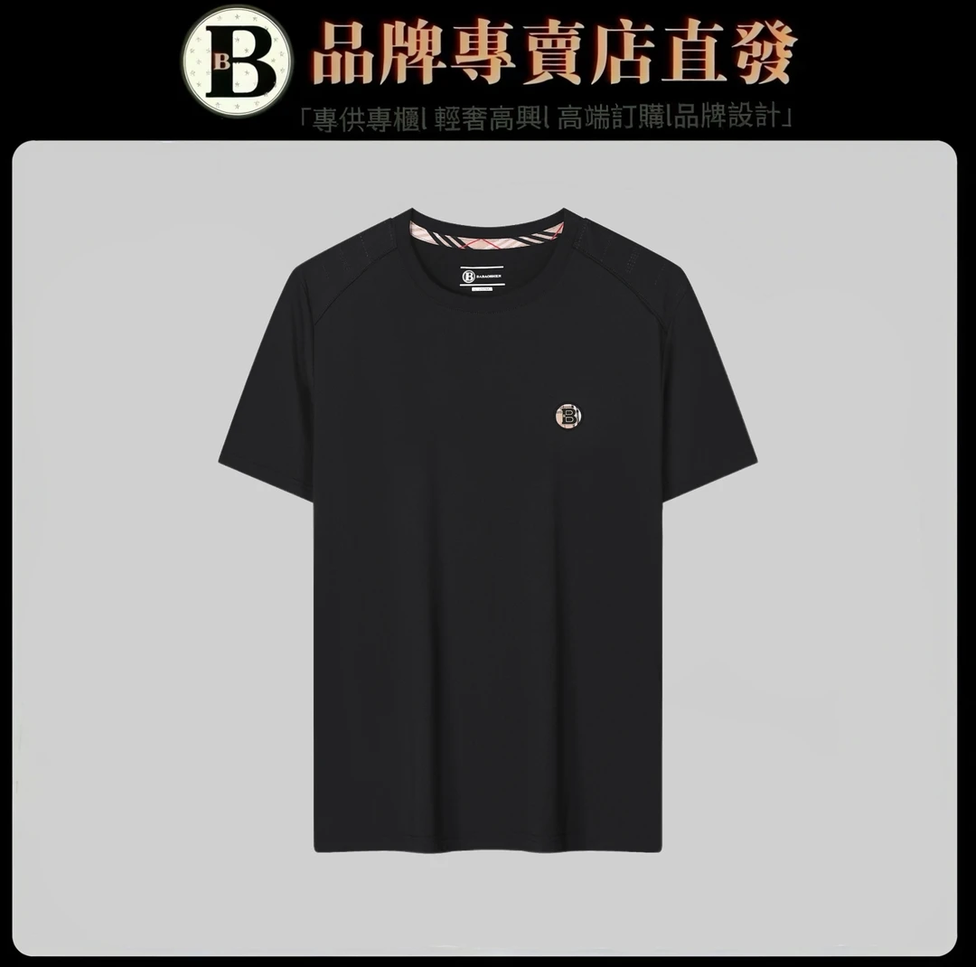 【8664-G7】时尚百搭轻奢休闲舒适透气简约经典印花弹力圆领短袖