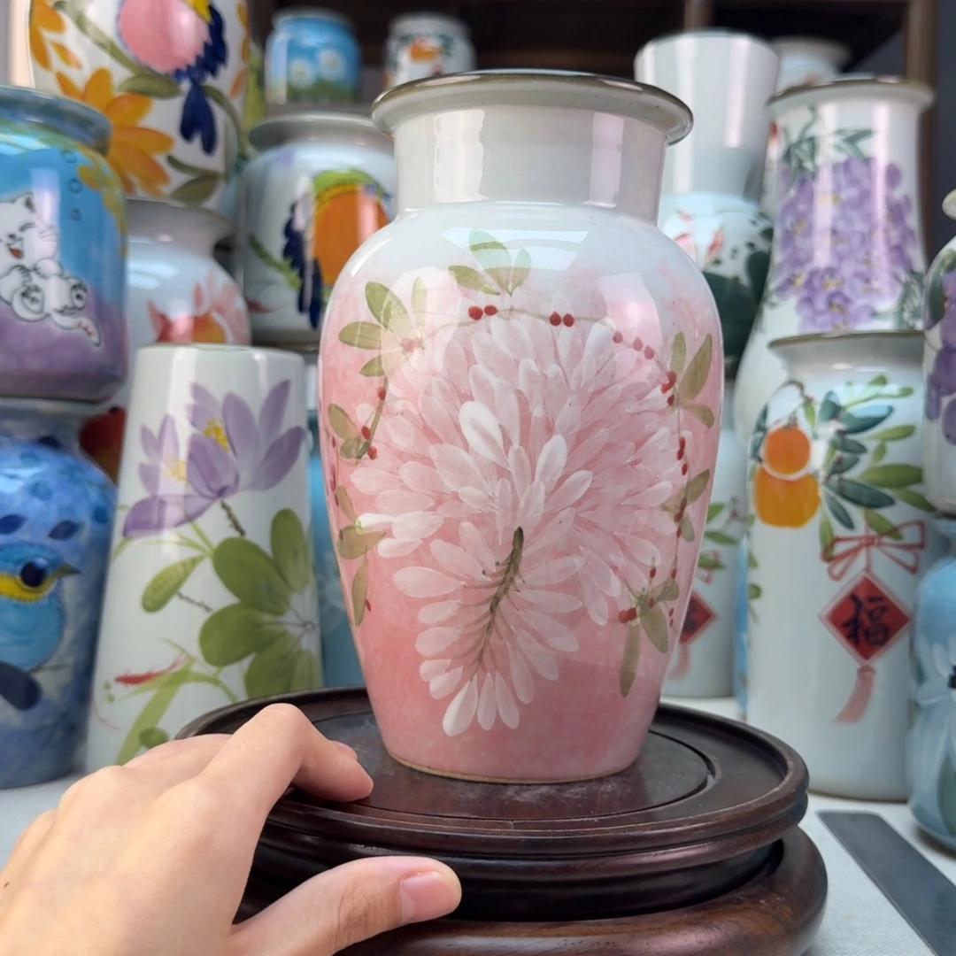 景德镇陶瓷手绘花瓶无孔