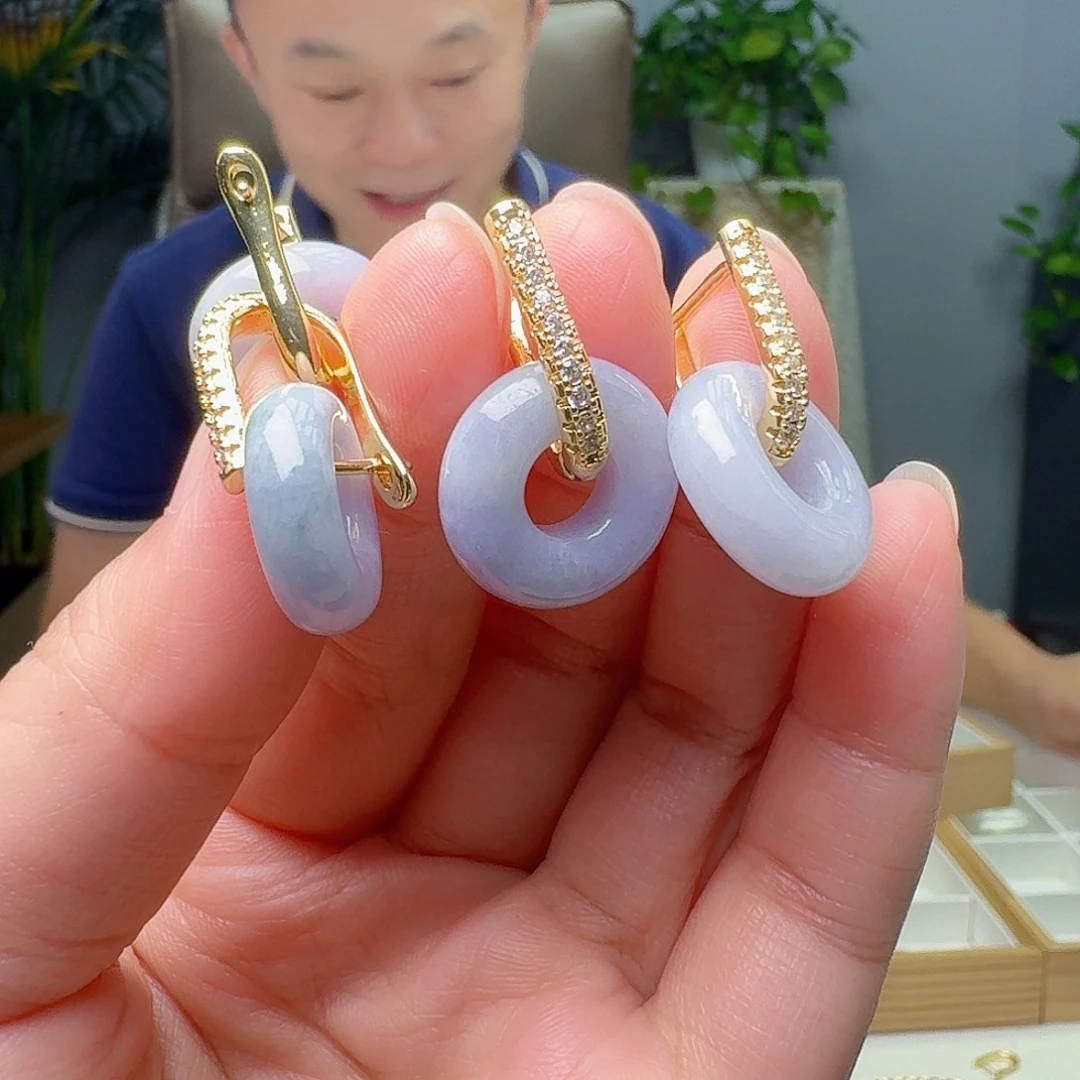 翡翠银S925镶嵌耳饰多样性发货其一