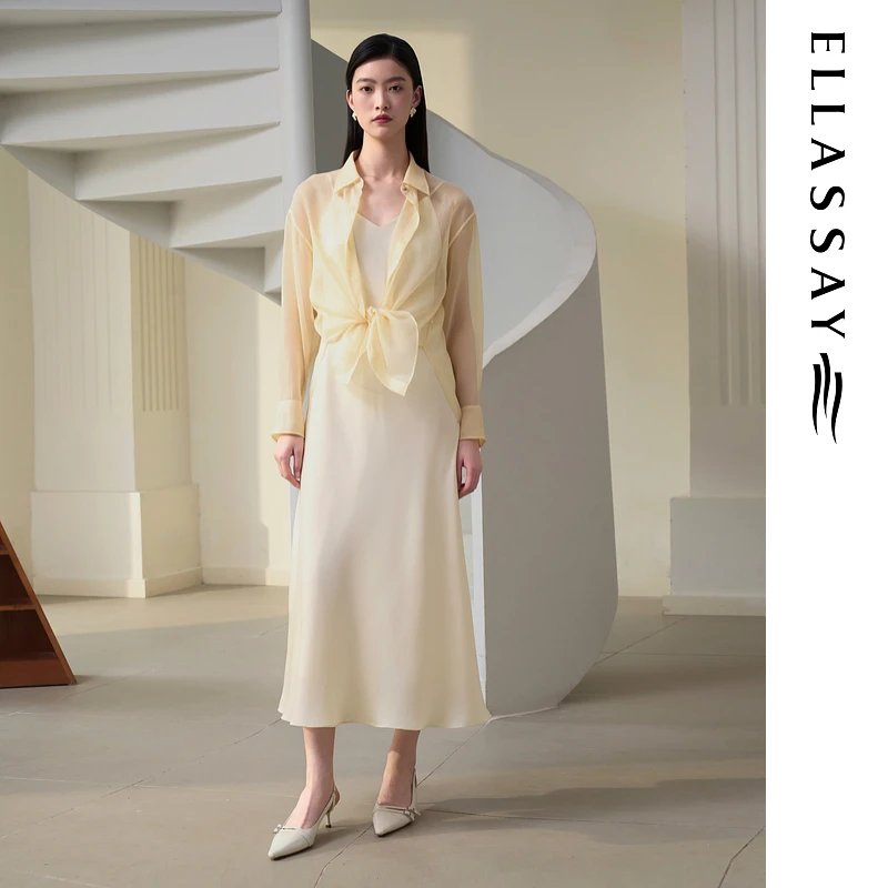 ELLASSAY歌力思2025早秋新款两件式衬衫连衣裙套装EWD363Y04100