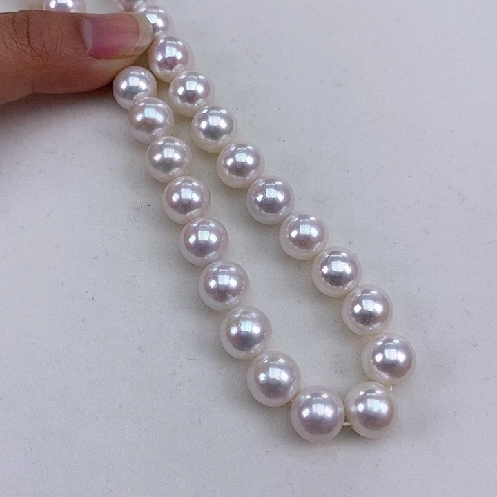 淡水珍珠颈饰银S925镶嵌10-11.5正圆极强光珍珠项链