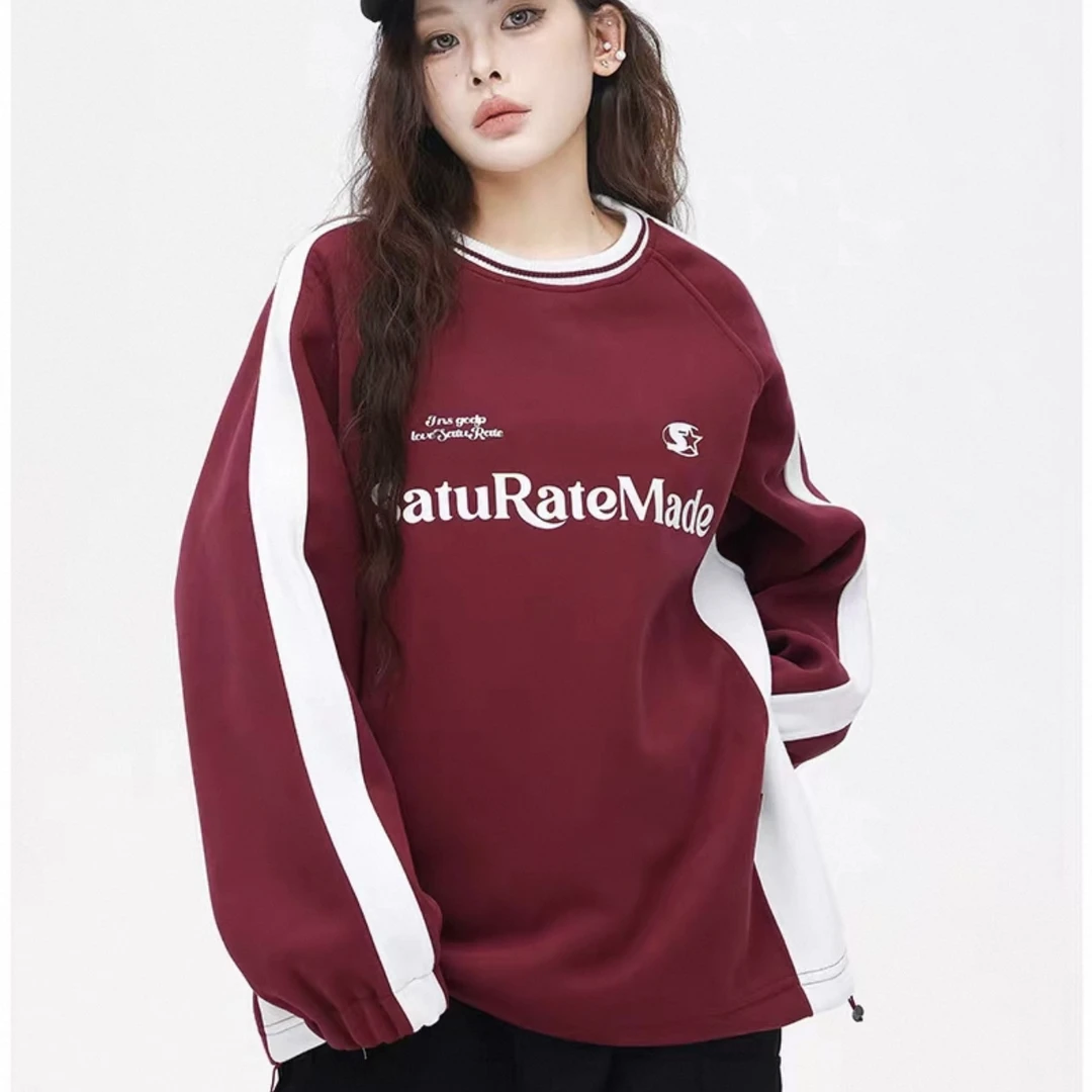 秋季新款字母黑红情侣卫衣-625