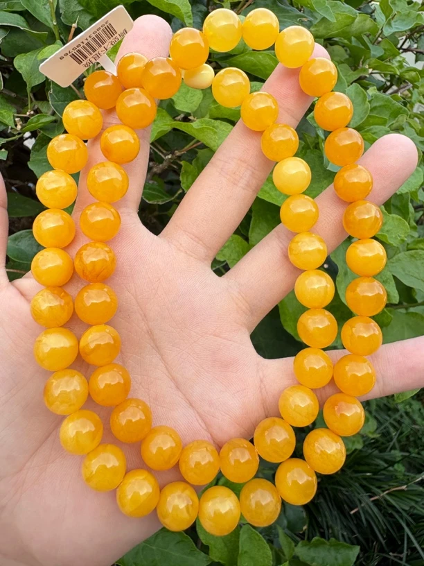 假一赔十，天然琥珀蜜蜡 蜜蜡项链 圆珠项链 颜色油润 编号0531