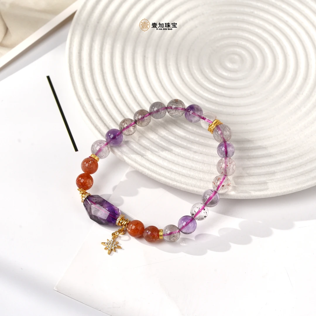 壹加师姐|手工设计钱串子紫超水晶手串多样性发一7379n