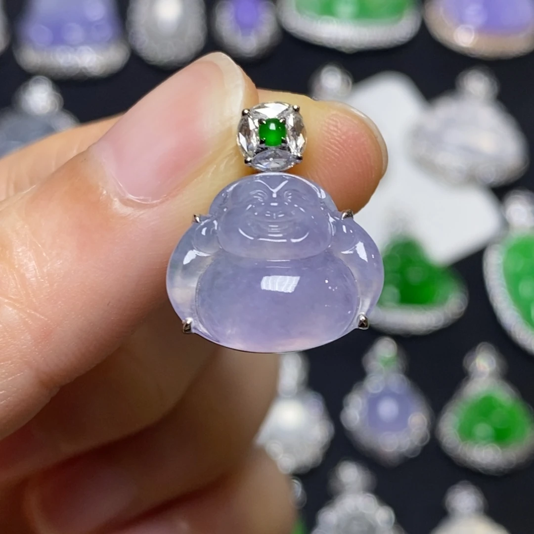 翡翠18K金镶嵌吊坠(不含链)佛