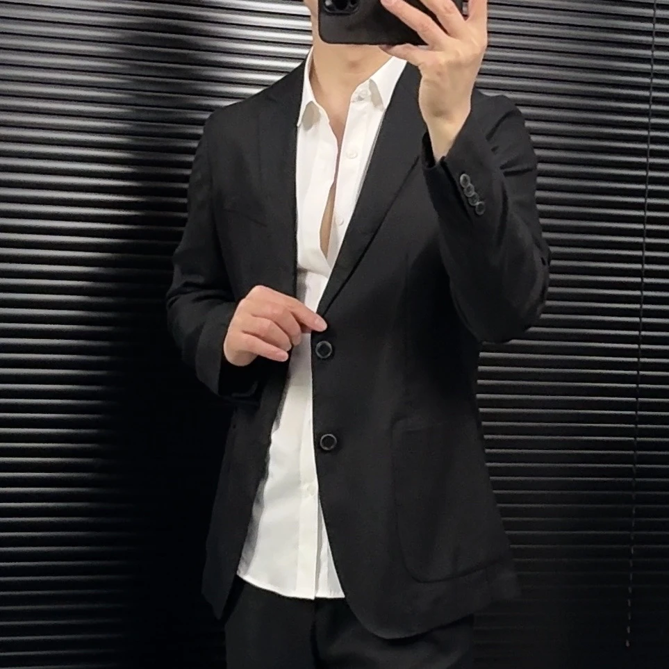 春季(单西)百搭帅气春秋潮流纯色小西服修身型时尚商务外套