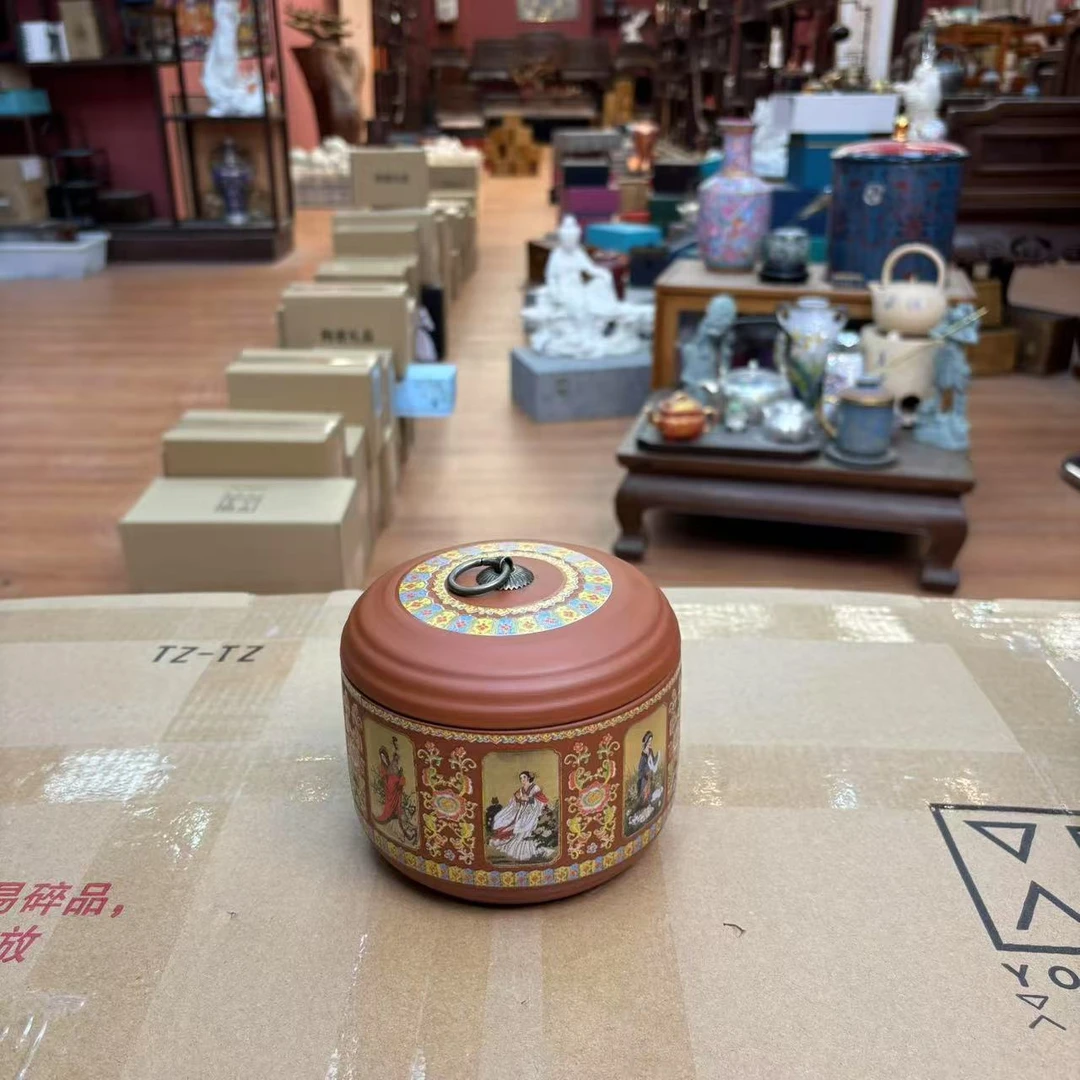 【闪购商品】紫砂朱泥四大美人储存罐茶叶罐茶具11PG01