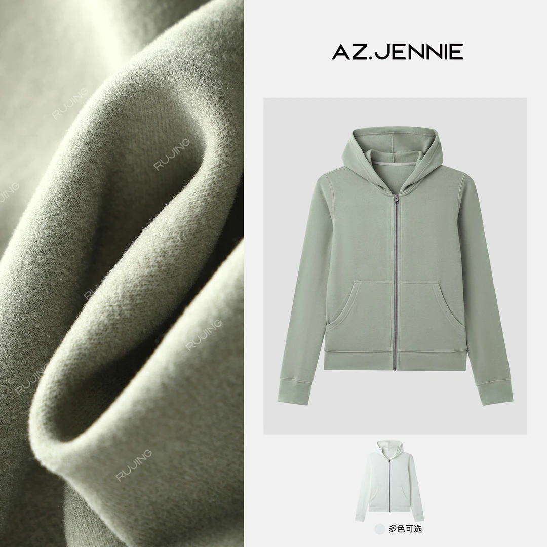 RUJING丨顶奢 【小泡芙】抗起球定制面料双色拉链外套-6189