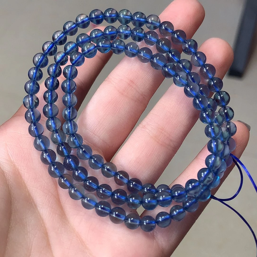 未镶嵌手串海蓝宝石魔鬼蓝三圈5mm【1200元】要拍12件