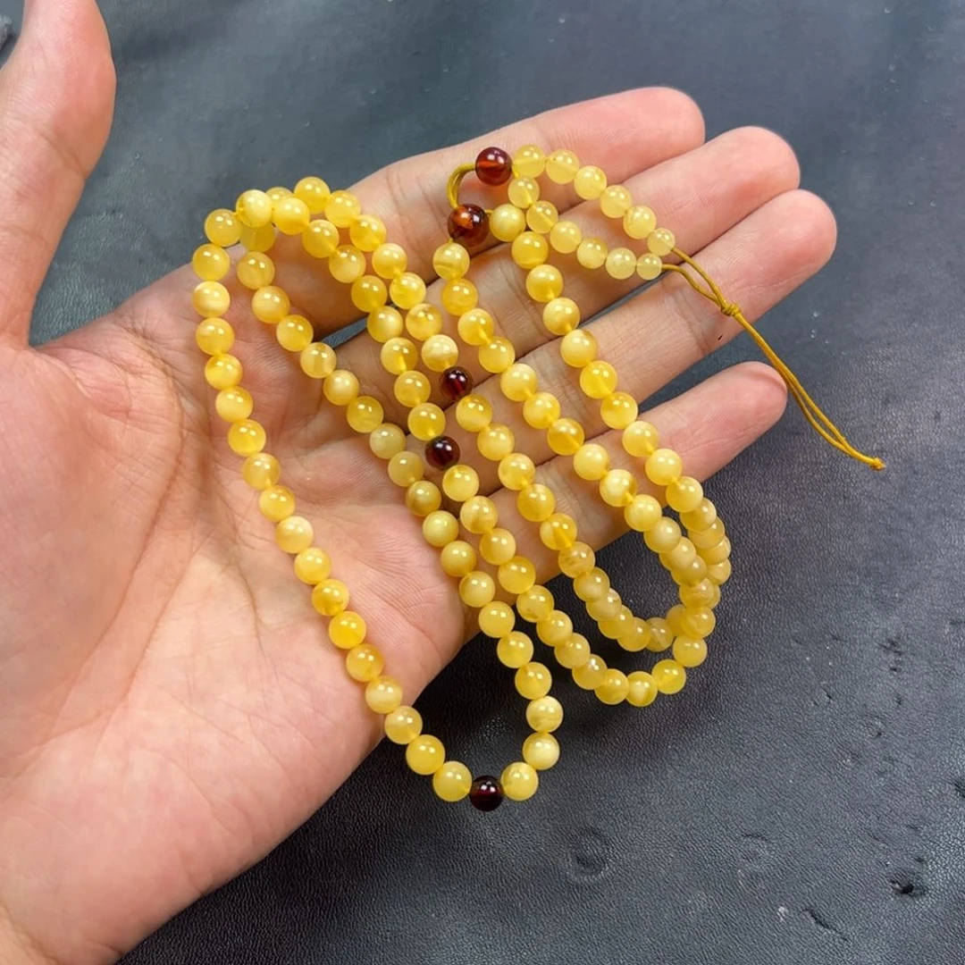 蜜蜡颈饰未镶嵌多样性高端老黄蜡蜜蜡108颗