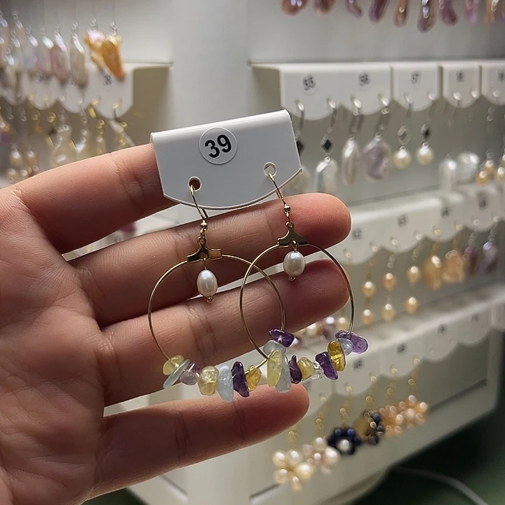 银S925镶嵌淡水珍珠耳饰