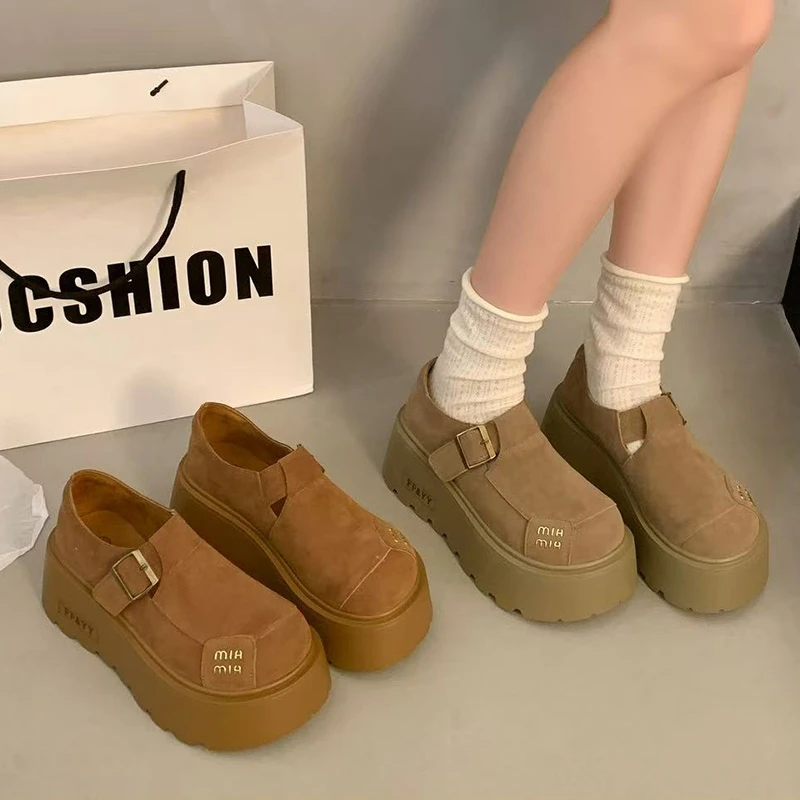 牛皮勃肯鞋女春夏时尚穿搭增高厚底一脚蹬复古鞋A-1106