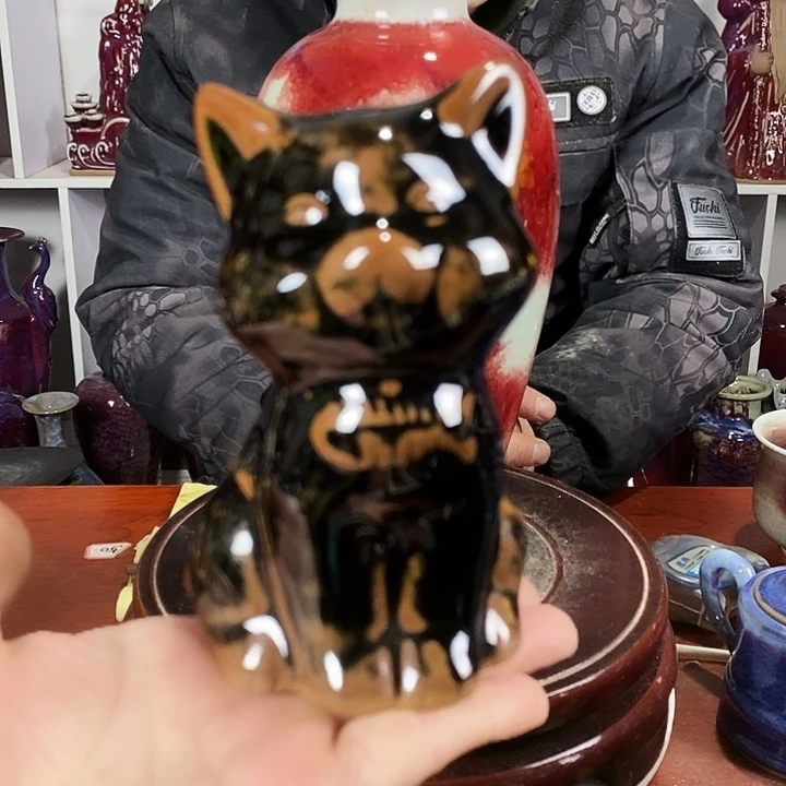 尚峰钧窑作品猫摆件