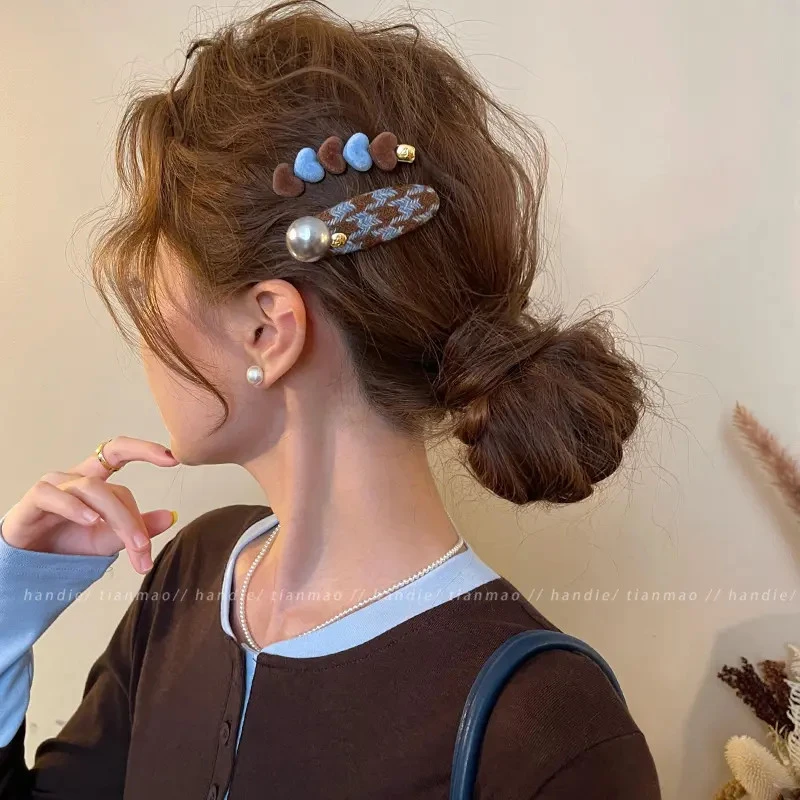 高级感发夹女爱心撞色侧边夹前额一字发卡碎发刘海夹2025新款头饰