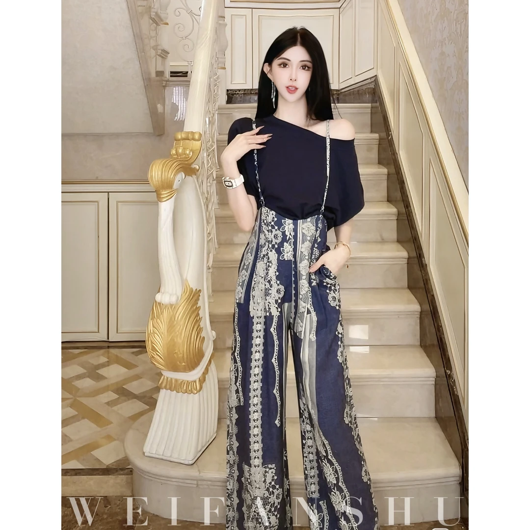 WEIFANSHU/魏凡舒【曼谷午后】春夏新款小众设计感复古吊带背带套装