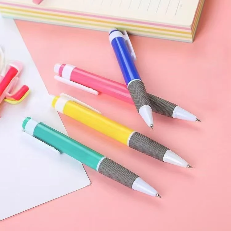 按动式圆珠笔mm蓝黑红笔芯学生考试办公专用