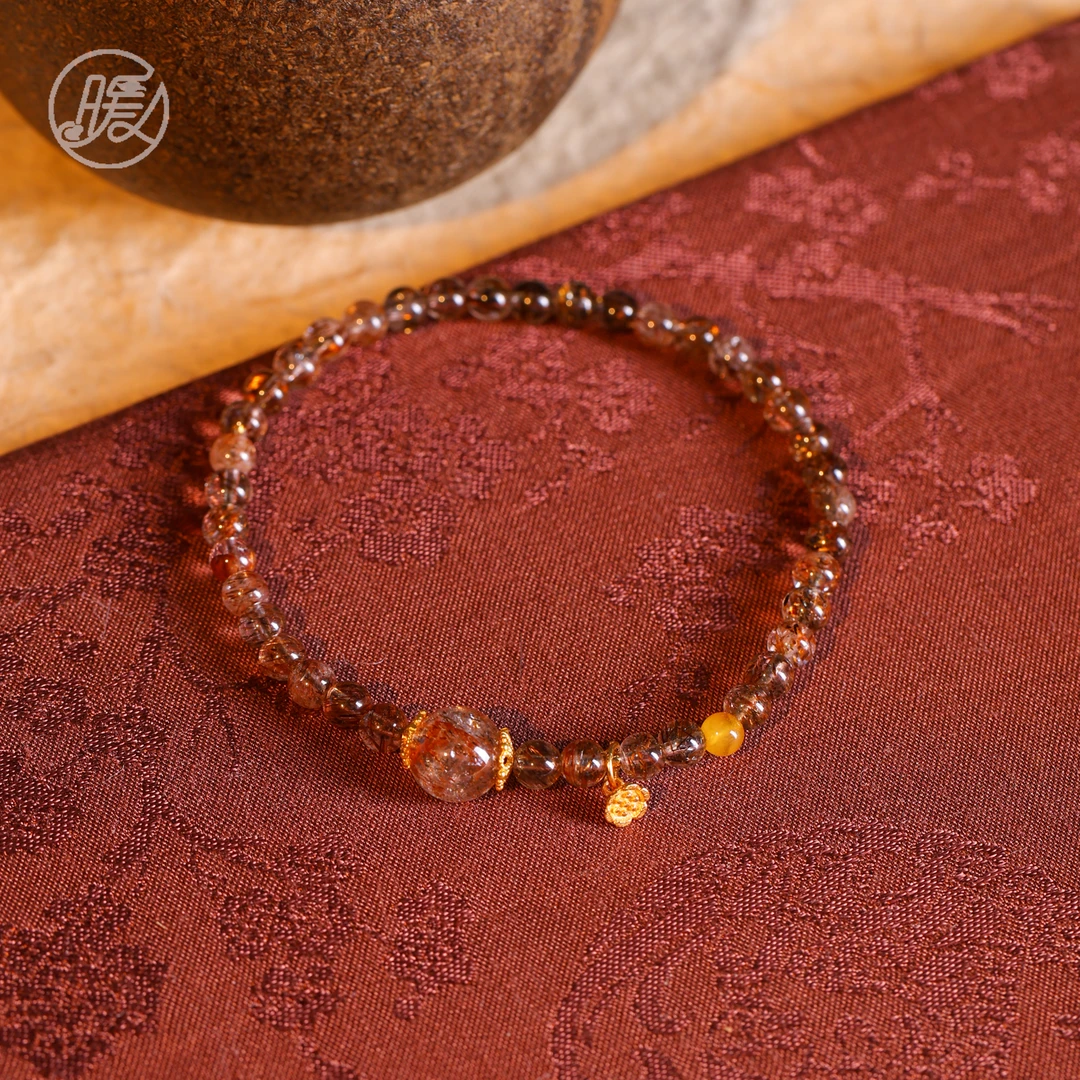 Nuanyan/暖言单圈黑金超水晶手串4mm搭配莲蓬手链E6357多样性发一