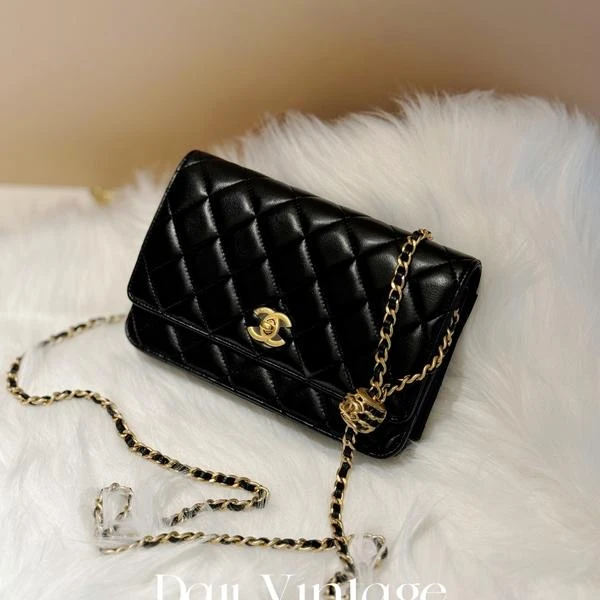 大吉中古/Chanel香奈儿黑金核桃金球woc斜挎包