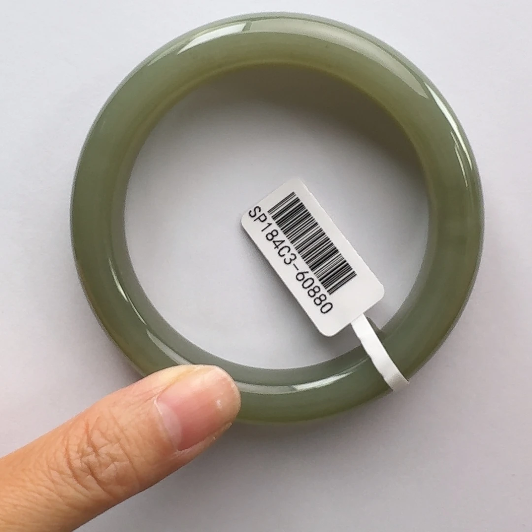 和田玉未镶嵌手镯60且末青白