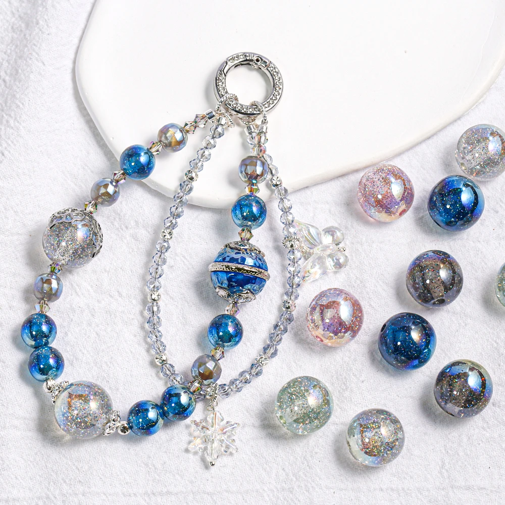 【海家】镭射珠直孔圆珠12MM手工diy饰品配件