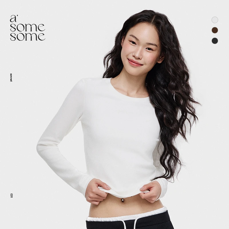 【琦儿专属】asomesome美式德绒打底衫长袖T恤女秋冬新款修身保暖