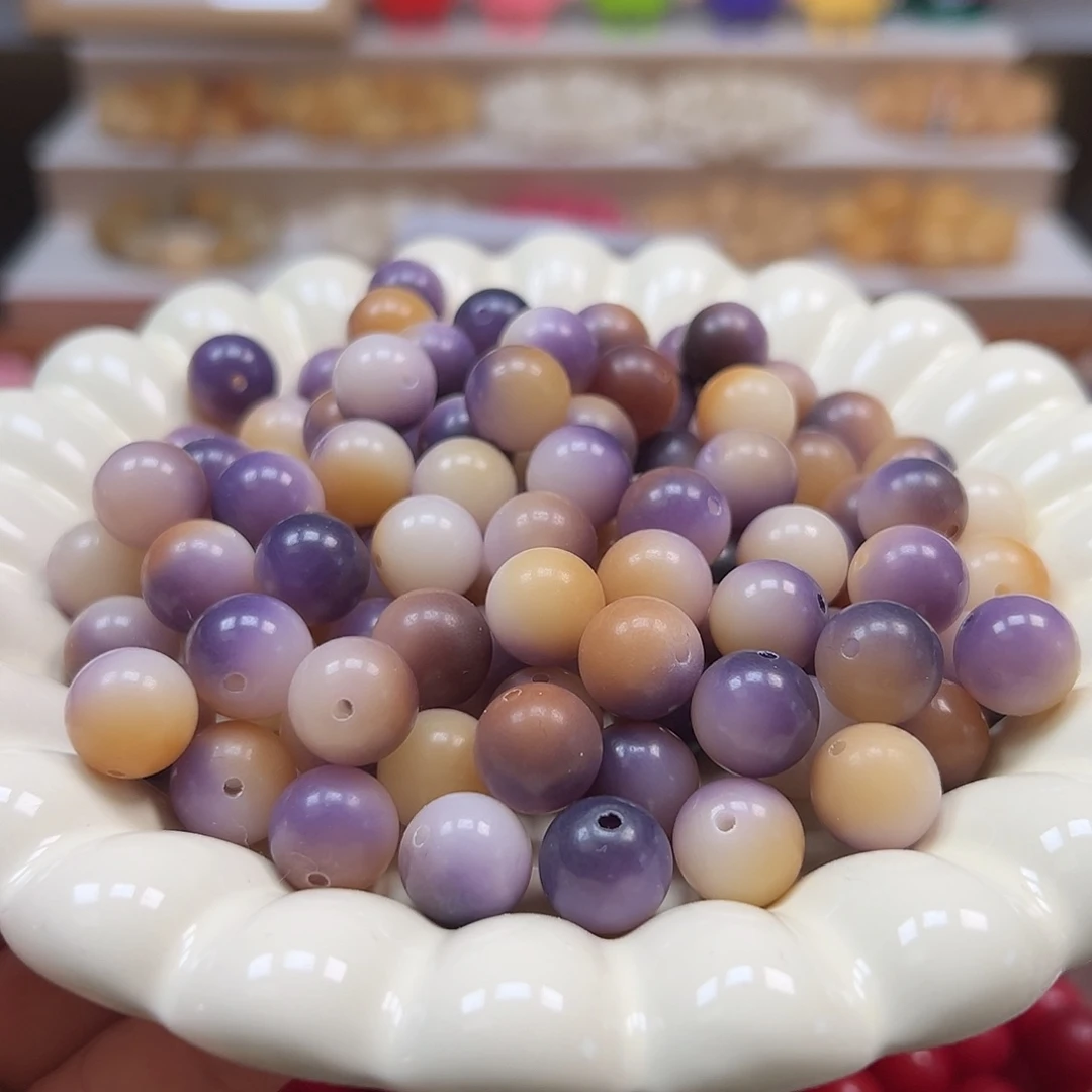手串菩提根/象牙果卡12炫彩紫圆120颗