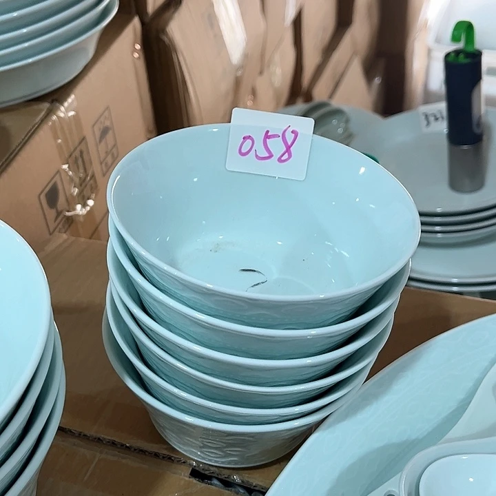 瓷片058号，如意5英寸米饭碗六个，微瑕包邮