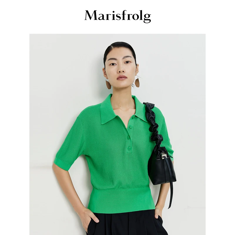 【商场同款新品】Marisfrolg/玛丝菲尔欧若风侧开衩针织衫A1DE1858M