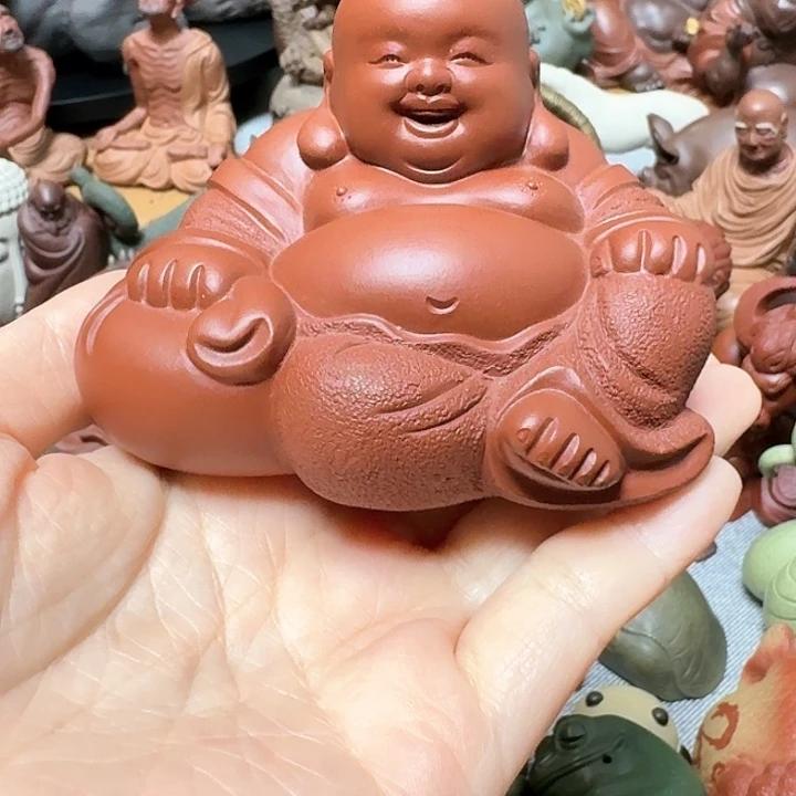 紫砂茶宠江***客弥勒佛佛