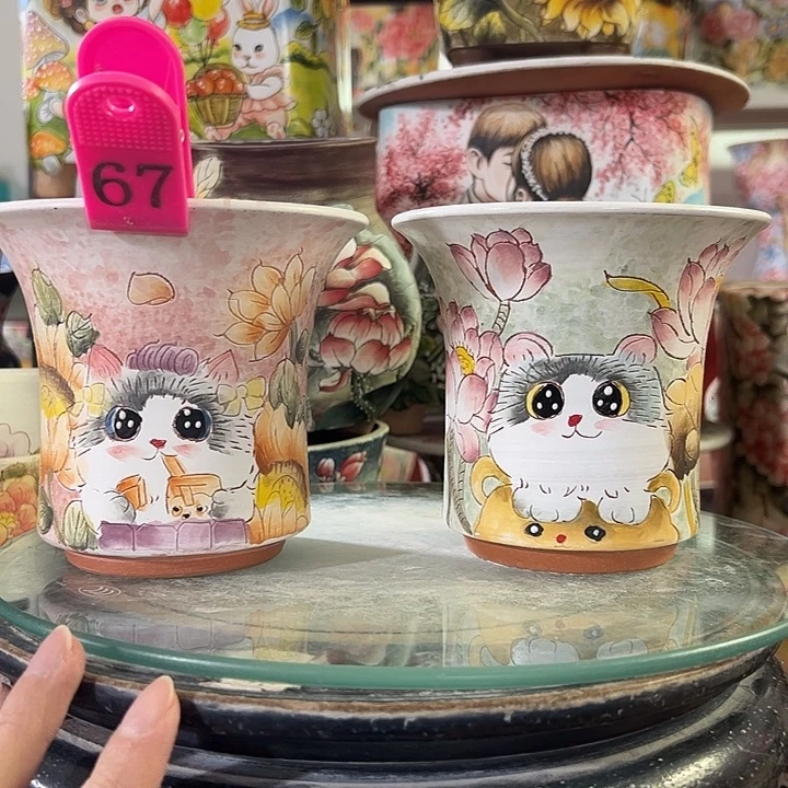 景德镇手绘花盆满38包邮