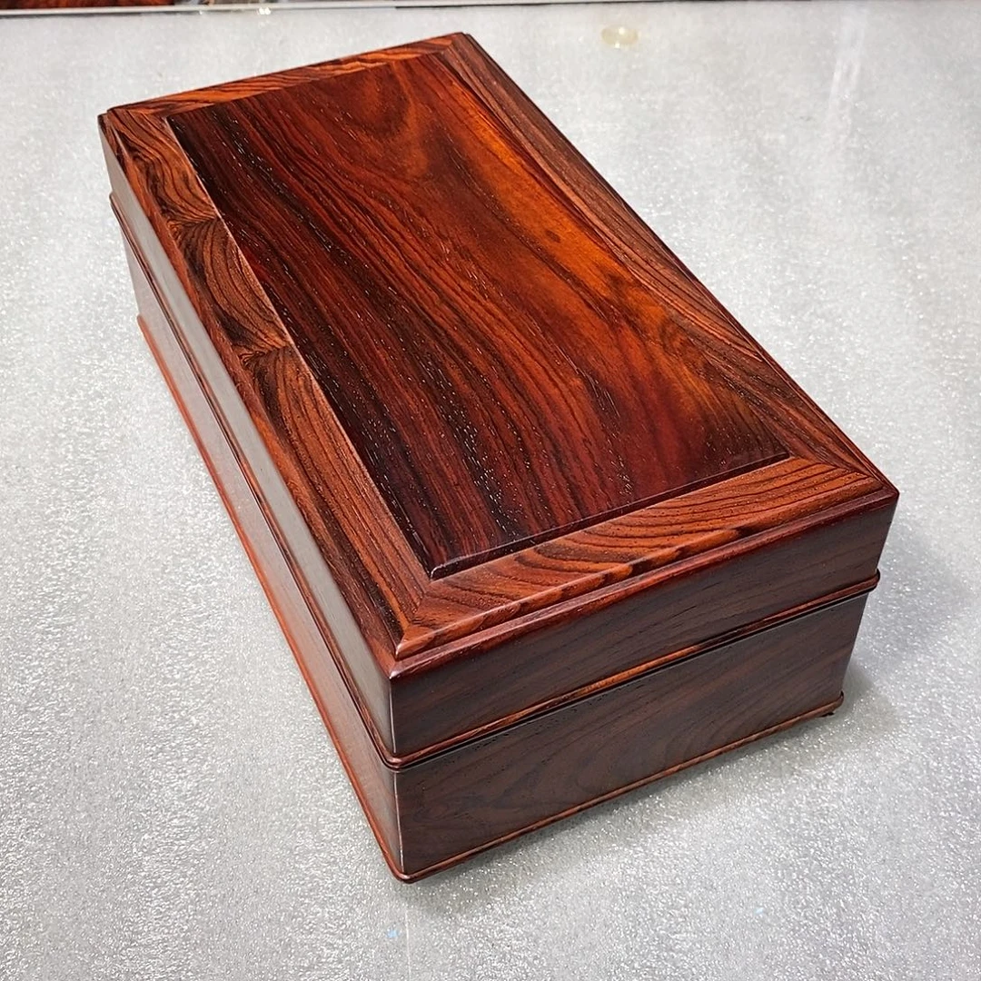 微凹黄檀（南美大红酸枝）独板双层首饰盒26/14/9.5