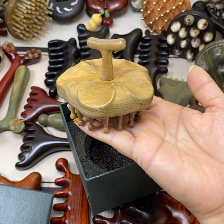 绿檀28齿荷花多齿梳