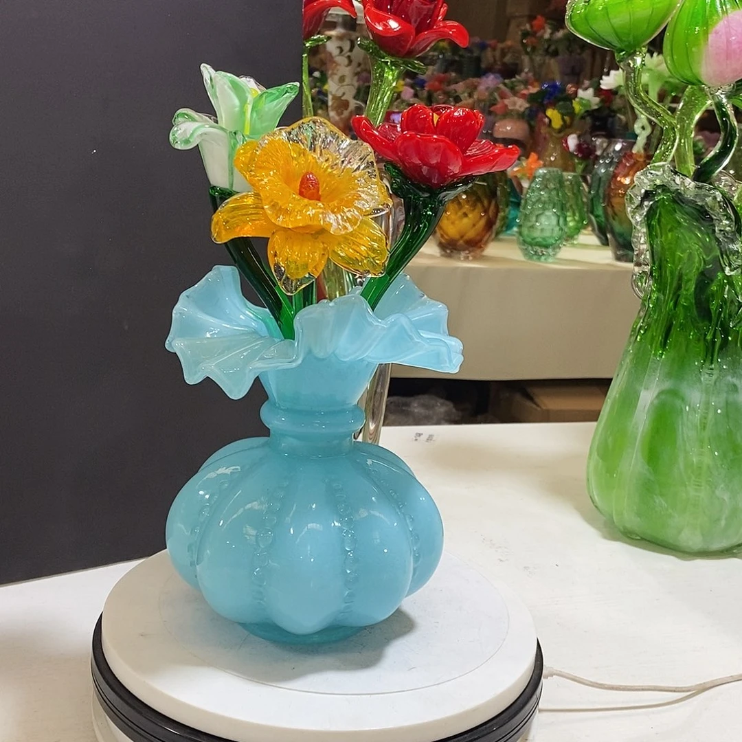 琉璃花瓶加3只花111